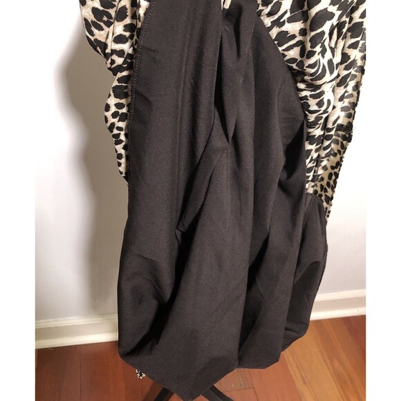 Loft Dress Womens XL Brown Black Leopard Print Babydoll Ruffle Flutter Sleeve - Picture 15 of 16